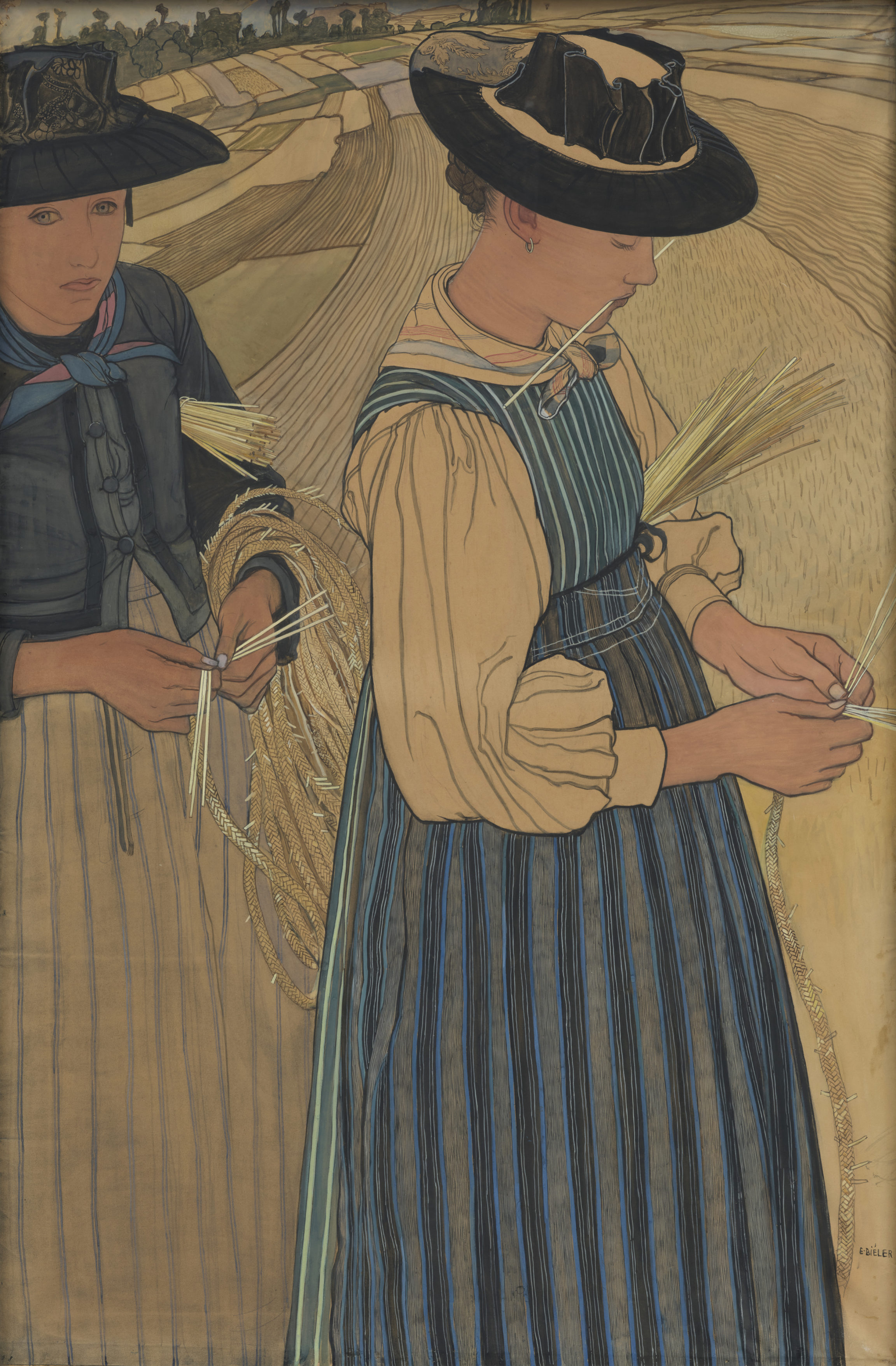 Ernest Biéler, Les Tresseuses de paille, 1906-1907